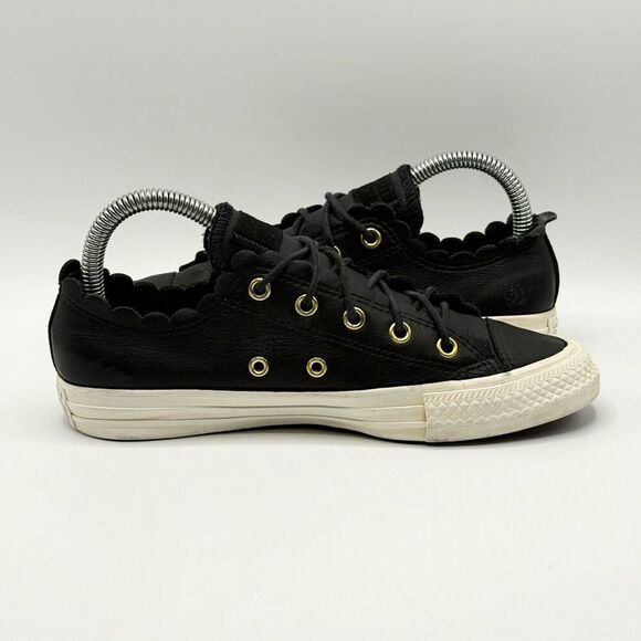 Converse CTAS Ox Frilly Thrills Black Gold Egret Lace Up Women's Shoe US Size 6 - Picture 8 of 12